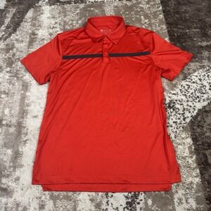 BYLT Premium Basics Polo Mens Red Medium Elite Fairway Tech Golf Striped